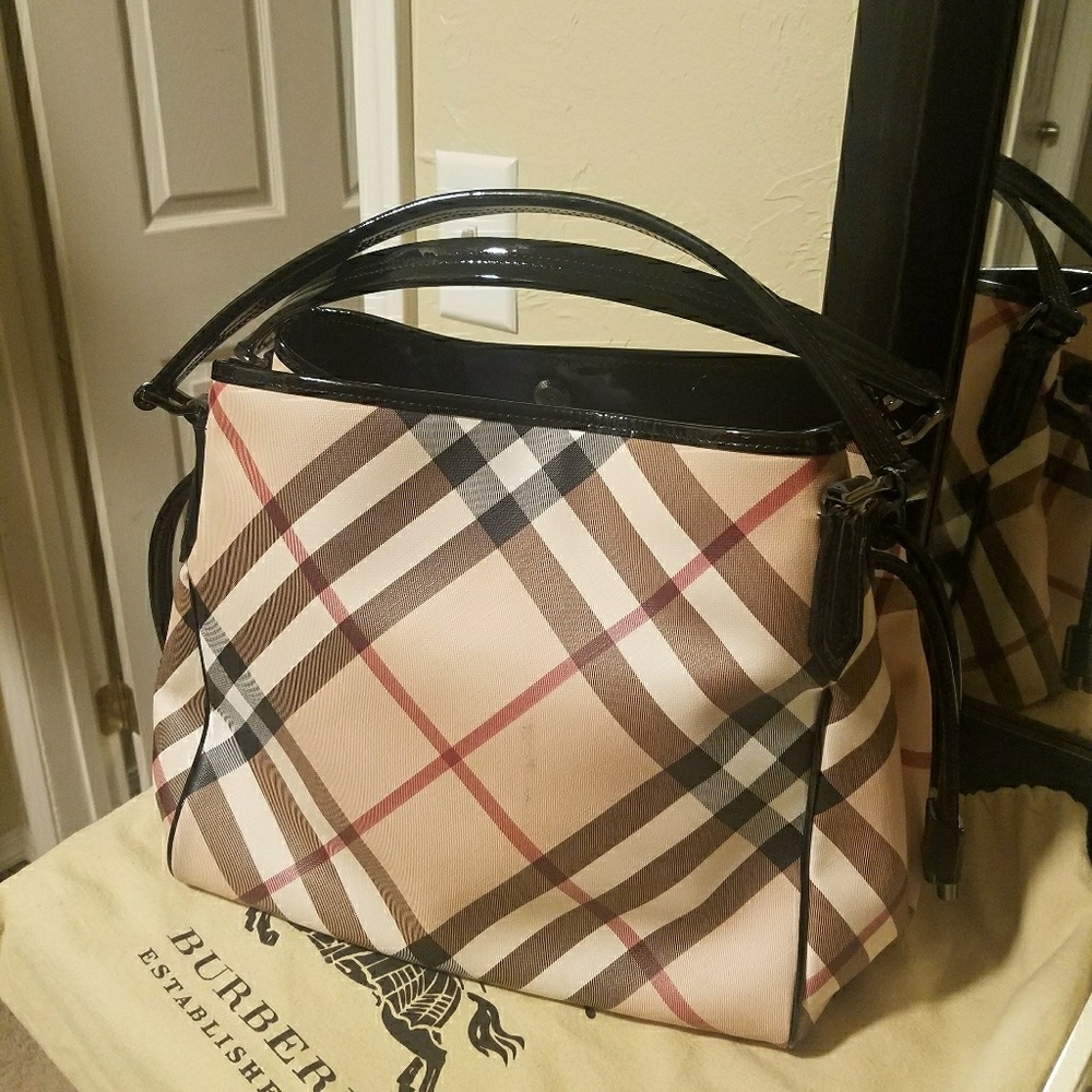 Burberry #11202 Nova Check Pattern Hobo Tote